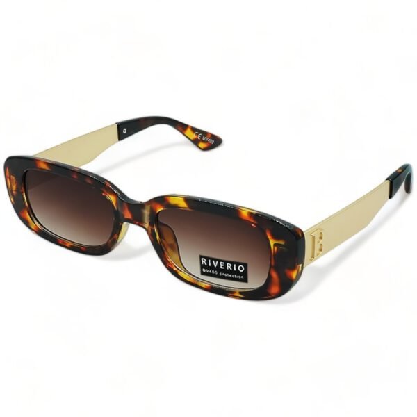 RV42154 Riverio Γυναικεία Γυαλιά Ηλίου UV400 Μακρόστενο με Καφέ Ταρταρούγα, Χρυσό Κοκκάλινο Σκελετό και Καφέ ντεγκραντέ Φακό RV42154