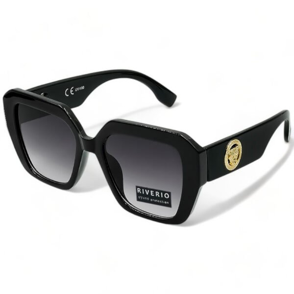 RV42235 Riverio Γυναικεία Γυαλιά Ηλίου UV400 Μακρόστενο με Μαύρο Κοκκάλινο Σκελετό και Μαύρο ντεγκραντέ Φακό RV42235