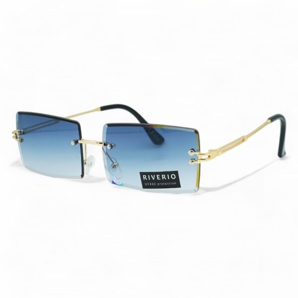 Riverio Unisex Γυαλιά Ηλίου UV400 Παραλληλόγραμμα με Χρυσό Μεταλλικό Σκελετό και Μπλε ντεγκραντέ Φακό RV42341