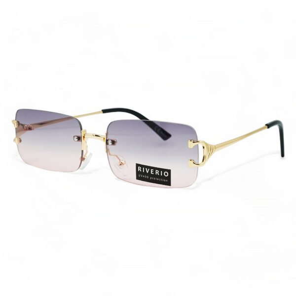Riverio Unisex Γυαλιά Ηλίου UV400 Παραλληλόγραμμα με Χρυσό Μεταλλικό Σκελετό και Μωβ ντεγκραντέ Φακό RV42352