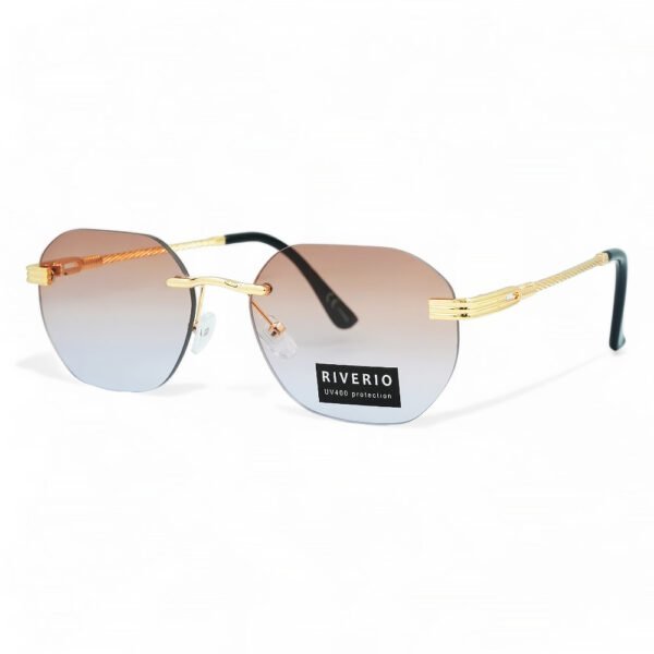 Riverio Unisex Γυαλιά Ηλίου UV400 Οβάλ με Χρυσό Μεταλλικό Σκελετό και Καφέ ντεγκραντέ Φακό RV42401