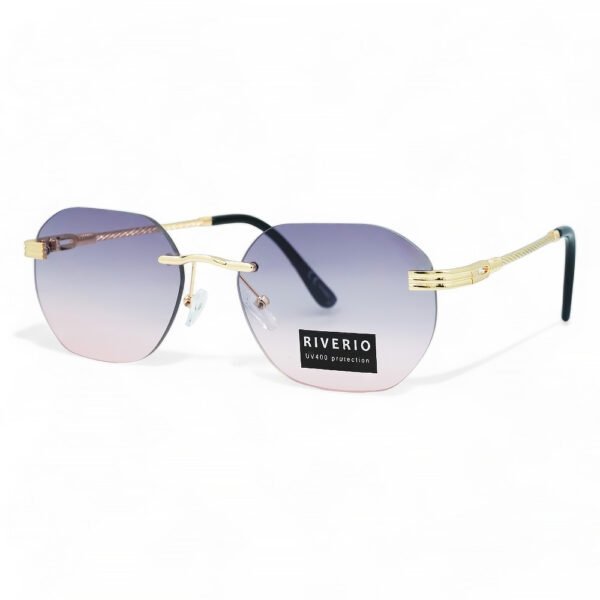 Riverio Unisex Γυαλιά Ηλίου UV400 Οβάλ με Χρυσό Μεταλλικό Σκελετό και Μωβ ντεγκραντέ Φακό RV42404