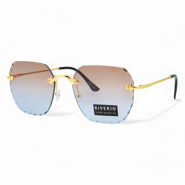 Riverio Unisex Γυαλιά Ηλίου UV400 Τετράγωνο με Χρυσό Μεταλλικό Σκελετό και Σομόν ντεγκραντέ Φακό RV42412
