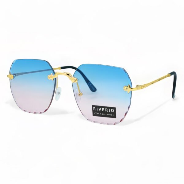 Riverio Unisex Γυαλιά Ηλίου UV400 Τετράγωνο με Χρυσό Μεταλλικό Σκελετό και Μπλε ντεγκραντέ Φακό RV42413