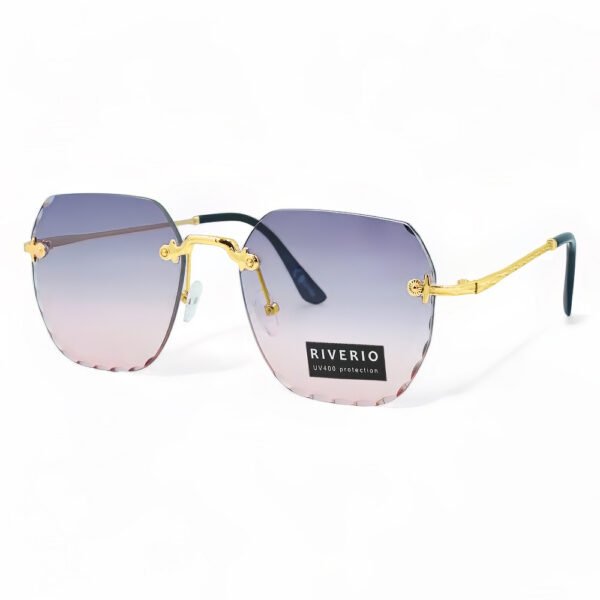 Riverio Unisex Γυαλιά Ηλίου UV400 Τετράγωνο με Χρυσό Μεταλλικό Σκελετό και Μωβ ντεγκραντέ Φακό RV42414