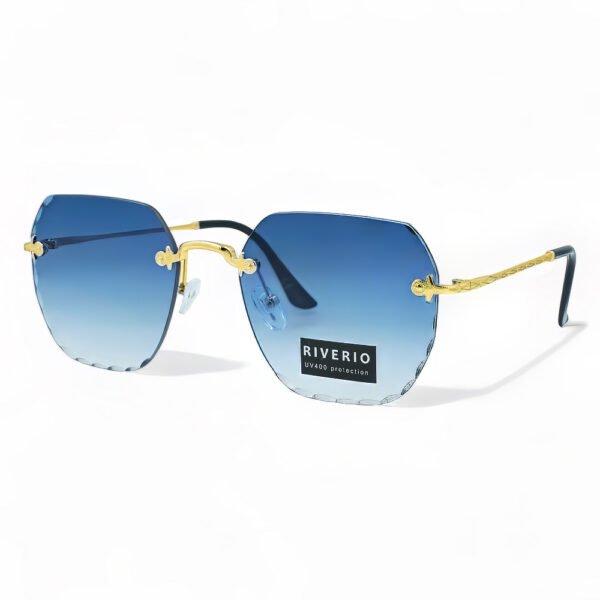 Riverio Unisex Γυαλιά Ηλίου UV400 Τετράγωνο με Χρυσό Μεταλλικό Σκελετό και Μπλε ντεγκραντέ Φακό RV42415