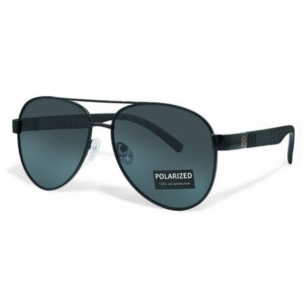 Riverio Ανδρικά Γυαλιά Ηλίου Polarized Οβάλ με Μαύρο Μεταλλικό Σκελετό και Μαύρο Φακό RV6042584