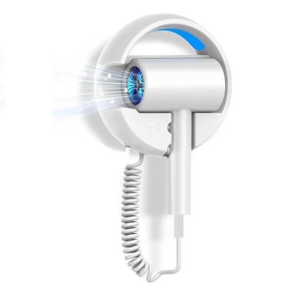 Πιστολάκι Μαλλιών 1600W με Επιτοίχια Βάση και Μπλε LED Φωτισμό Λευκό Q-F002 Andowl