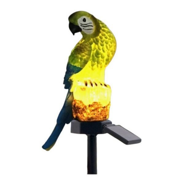 Καρφωτό Ηλιακό Φωτιστικό με σχέδιο Παπαγάλου 15εκ. Πράσινο