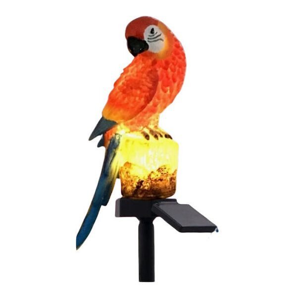 Καρφωτό Ηλιακό Φωτιστικό με σχέδιο Παπαγάλου 15εκ. Κόκκινο