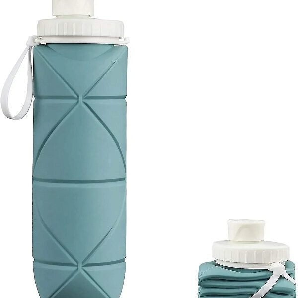 Πτυσσόμενο Μπουκάλι Νερού 600ml 7×24,5cm από Σιλικόνη – Πράσινο