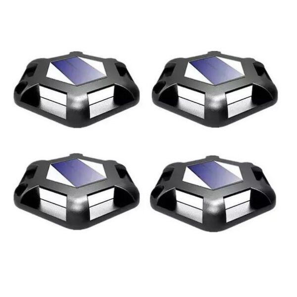 Πλαστικό Ηλιακό Φωτιστικό Δαπέδου 3000Κ με Αισθητήρα Φωτός OEM TS-G7008 – Μαύρο Σετ 4τμχ