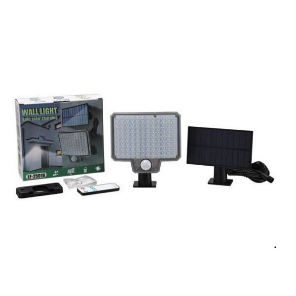 Επιτοίχιο Ηλιακό Φωτιστικό Ψυχρό Λευκό με Αισθητήρα Κίνησης, Φωτοκύτταρο και Τηλεχειριστήριο GET-LF-2501B-OEM