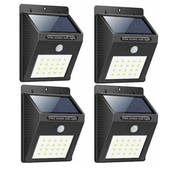 Ηλιακό Φωτιστικό LED Επιτοίχιο Με Ανιχνευτή Κίνησης 3W 100-240V Ψυχρό Φώς IP65 - OEM Σετ 4 τμχ