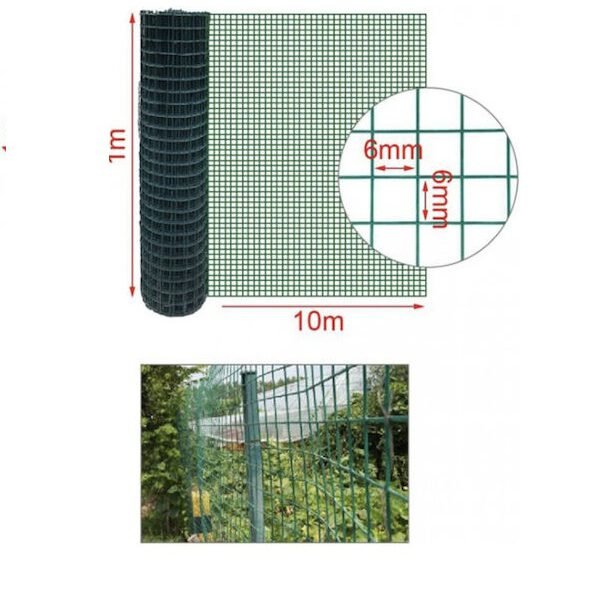 Συρματόπλεγμα Μεταλλικό 1x10m 6x6mm πάχος 0.8mm – Ανθεκτικό & Πρακτικό για Περιφράξεις Πράσινο 2912617ED