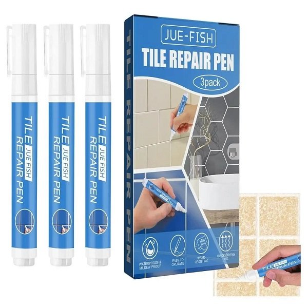 Σετ 3 τμχ Μαρκαδόρος Επιδιόρθωσης – Ανανέωσης Πλακιδίων Jue-Fish, σε Λευκό Χρώμα