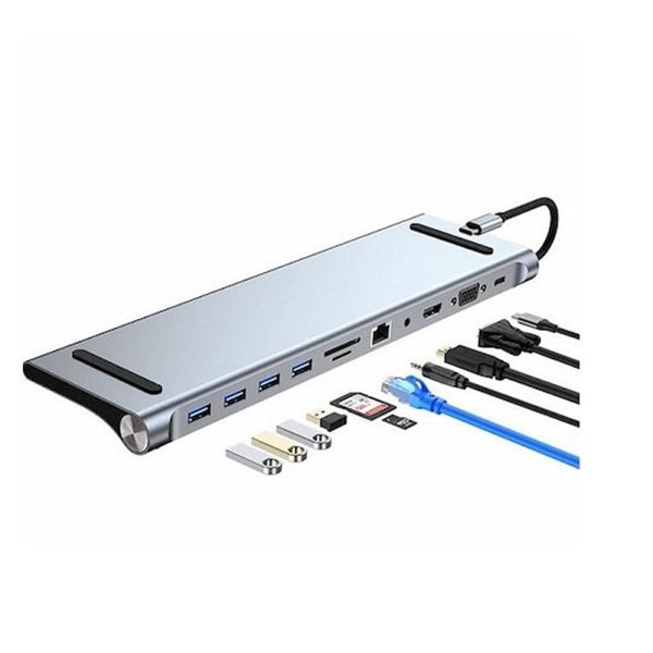 A-014 USB-C Docking Station με HDMI 4K PD Ethernet Ασημί