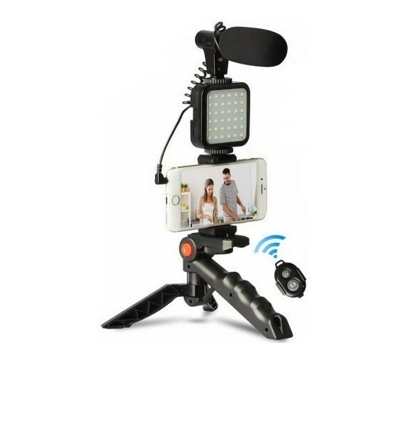 Live Streaming Set AY-49 Selfie Stick Τρίποδο Κινητού με Bluetooth Μαύρο