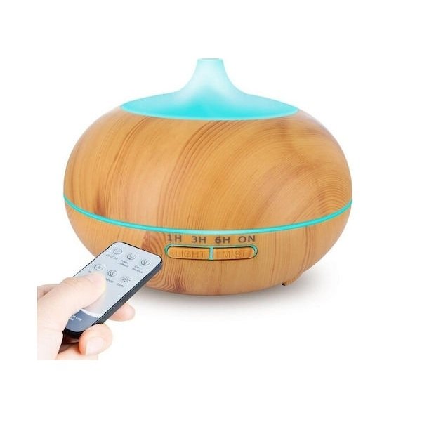 Led Συσκευή Αρωματοθεραπείας Υπερήχων Humidifier με Τηλεχειριστήριο Καφέ 498ml