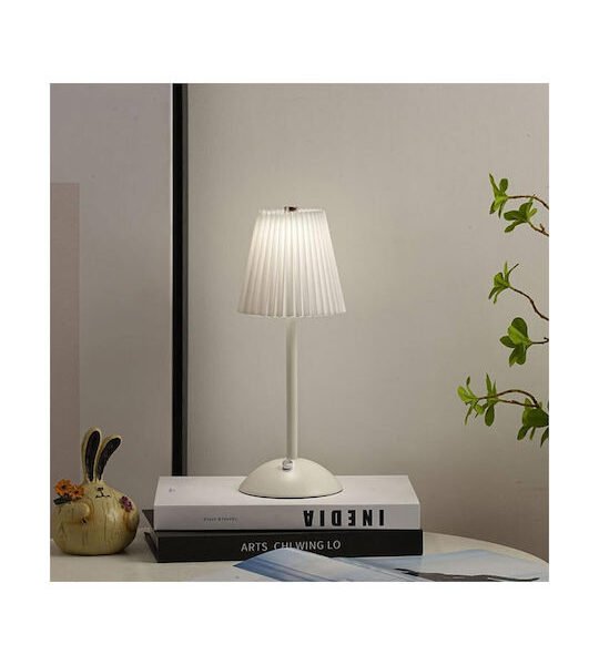 LED Φωτιστικό - Πορτατίφ Επαναφορτιζόμενο Επιτραπέζιο με Μεταλλικό Σκελετό & 3 Αποχρώσεις Φωτισμού σε Λευκό Χρώμα SDS-27542-111578
