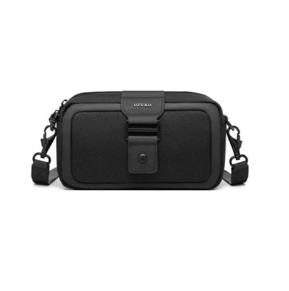 fixedratio_20250610123531_ozuko_andriki_tsanta_cheiros_mayri_qx9829 Ozuko 9829 Αδιάβροχο Τσαντάκι Χειρός/Χιαστί 22x5x14cm σε Μαύρο Χρώμα
