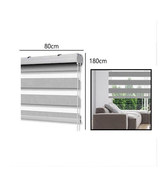 Ρόλερ Σκίασης Μερικής Συσκότισης 80x180cm Γκρι Ριγέ Τύπου Ζέβρα SDS-27555