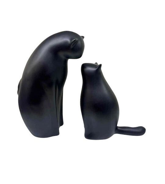 Διακοσμητικό Αφηρημένης Τέχνης Γλυπτό Ρητίνης 2 Γάτες 15x10x22.5cm 14×7.5x16cm Kj223h 2/s Μαύρες