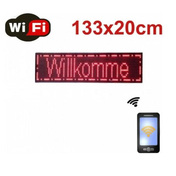 WiFi Κυλιόμενη Πινακίδα LED Μονής Όψης Αδιάβροχη SDS-8793 133x20cm Κόκκινο