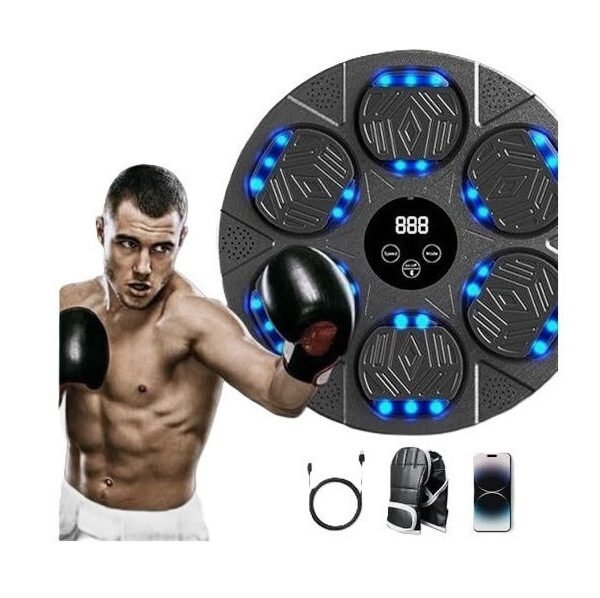 Επιτοίχια Συσκευή Προπόνησης Πυγμαχίας Bluetooth Γάντια Οθόνη Led Smart Music Boxing Machine 16 Εντάσεων Qjb-55