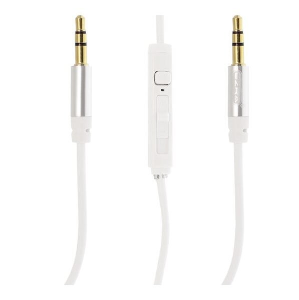 Καλώδιο επέκτασης ήχου gold plated 3.5mm jack αρσενικό σε 3.5mm jack αρσενικό με ενσωματωμένα κουμπιά ελέγχου λευκό 1.5m LA01 EZRA