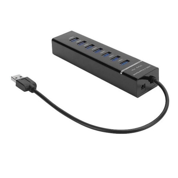 USB 3.0 Hub 7 Θυρών με Σύνδεση USB-A & LED Μπλε Φωτισμό Μαύρο 111730