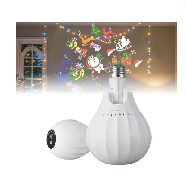 Μίνι Χριστουγεννιάτικος Προβολέας RGB LED σε Σχήμα Λάμπας με Υποδοχή E27 4W - Ρυθμιζόμενο 180 Μοίρες