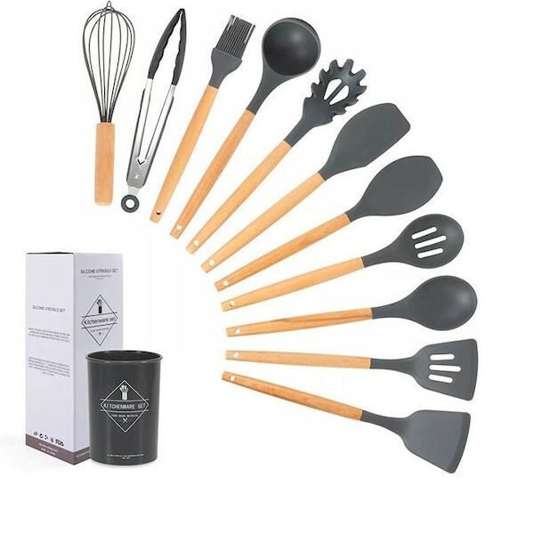 13523 Σετ Εργαλείων Μαγειρικής με Βάση 11τμχ Γκρι 5-03-03-01-00193