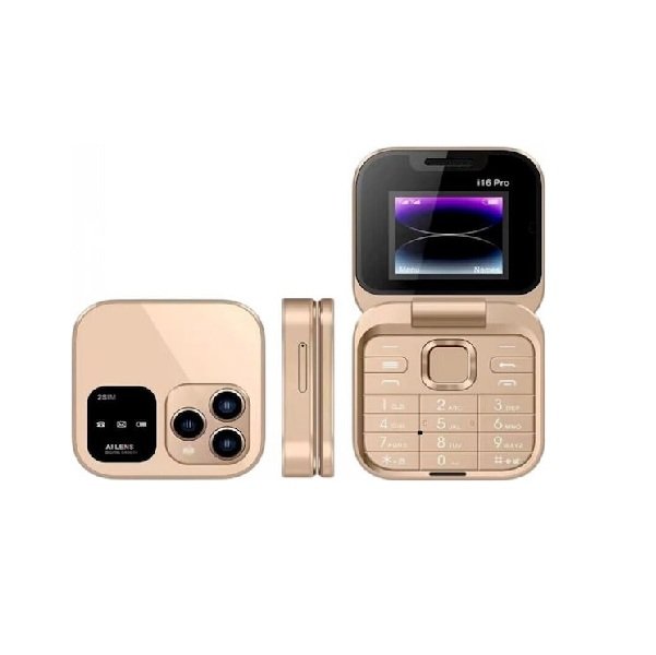 I16 Pro Dual SIM Κινητό με Κουμπιά (Αγγλικό Μενού) Χρυσό