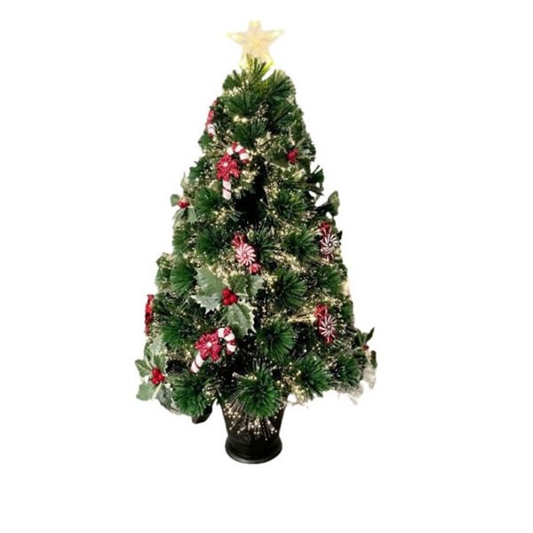 Χριστουγεννιάτικο Δέντρο 90cm Πράσινο με Στολίδια και Λαμπάκια Οπτικών Ινών 297991