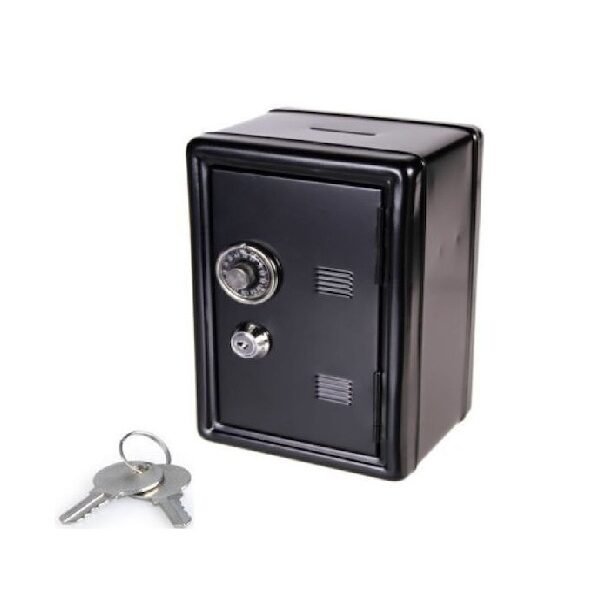 Κουμπαράς Μεταλλικός Χρηματοκιβώτιο Μαύρος 12x10x18cm AG613Α
