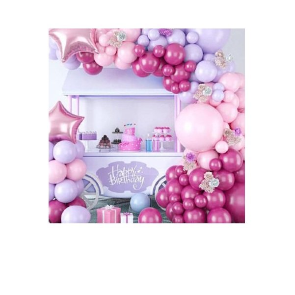Σετ 110 Μπαλόνια Ροζ Γενεθλίων Αστέρια Πάρτυ SDS-23148