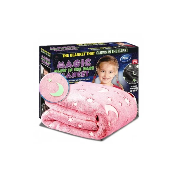 SE072072-1100x1100h Παιδική Κουβέρτα Fleece που Φωσφορίζει 150x200cm με Λαμπερά Φωσφορίζοντα Σχέδια - Childrens Glow Blanket - Ροζ