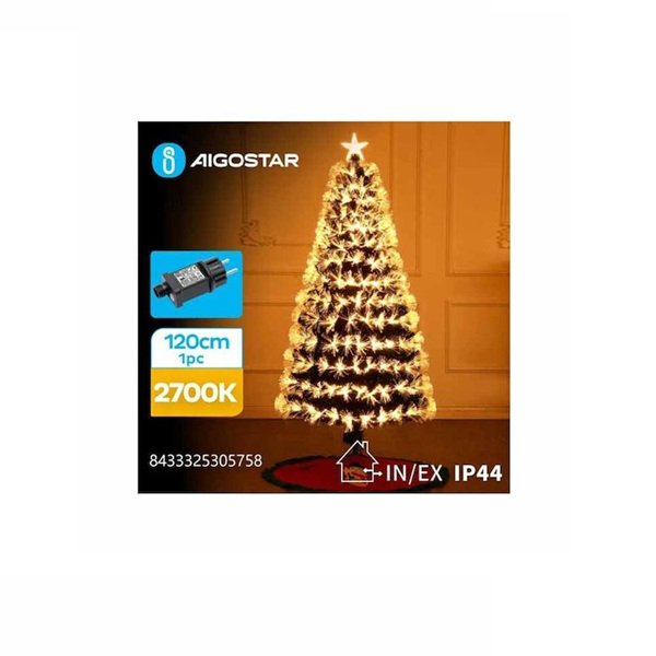 Χριστουγεννιάτικο Δέντρο Πράσινο 120εκ με Μεταλλική Βάση και Φωτισμό Οπτικών Ινών Θερμό Λευκό 305758 Aigostar