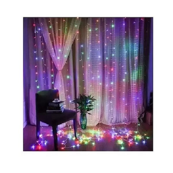 Χριστουγεννιάτικα Λαμπάκια “Κουρτίνα” 100LED 3m (1m*1m) Πολύχρωμου Φωτισμού-121968