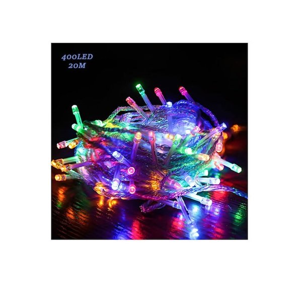 400 Χριστουγεννιάτικα Λαμπάκια LED 20μ 220V IP44 σε Σειρά με Διάφανο Καλώδιο σε RGBY Φωτισμό Aigostar- 112046