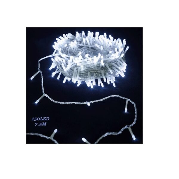150 Χριστουγεννιάτικα Λαμπάκια LED 7.5μ 220V IP44 σε Σειρά με Διάφανο Καλώδιο σε Ψυχρό Λευκό Φωτισμό Aigostar-112045