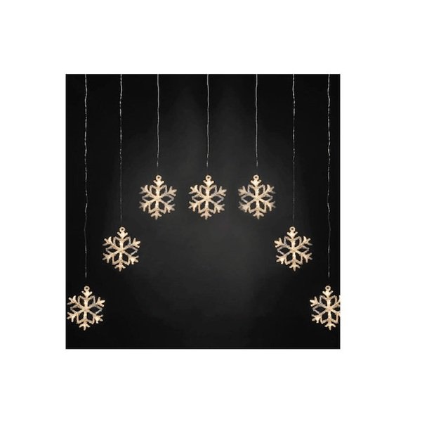 LED Ασύμμετρη Κουρτίνα Χριστουγεννιάτικη 84 LED με 7 Λωρίδες σε Σχήμα Νιφάδες Χιονιού 1.2m 220V με Θερμό Λευκό Φωτισμό Aigostar- 112051