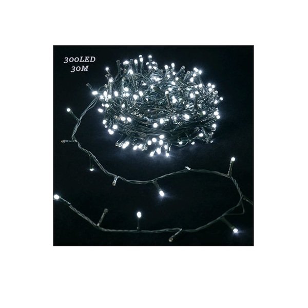 300 Χριστουγεννιάτικα Λαμπάκια LED 30μ 220V IP44 σε Σειρά με Μαύρο Καλώδιο σε Ψυχρό Λευκό Φωτισμό Aigostar-112049