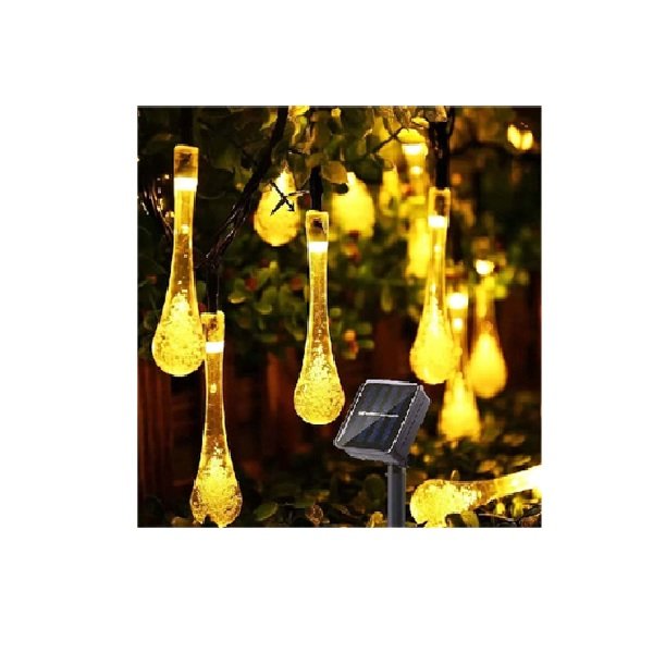 Σετ με 2 ηλιακές γιρλάντες, 2x6m με 2x30 LED, στυλ σταγόνες νερού, IP65, ζεστό λευκό φως