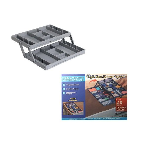 Επεκτεινόμενος Διοργανωτής Συρταριού 2 Επιπέδων Γκρι 00624 Oem