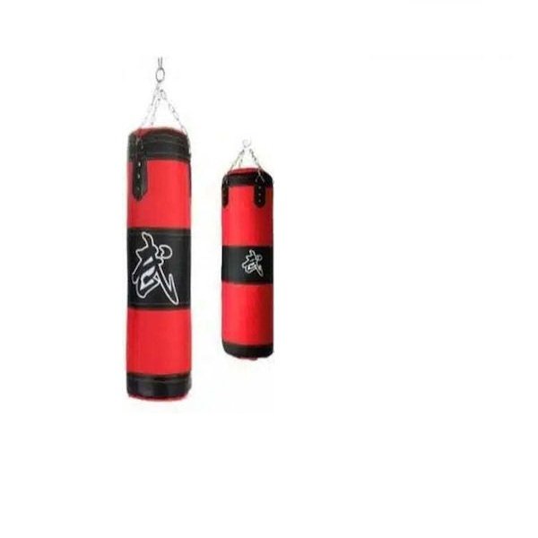 Συνθετικός Σάκος Μποξ Γεμάτος 100cm PVC με Μεταλλικούς Κρίκους Κόκκινος-Μαύρος-sds-26474