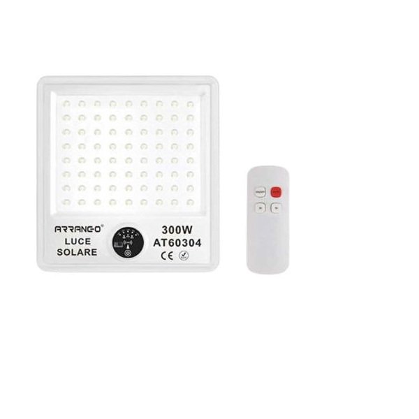 Arrango Στεγανός Ηλιακός Προβολέας LED 300W IP65 με Τηλεχειριστήριο AT60304