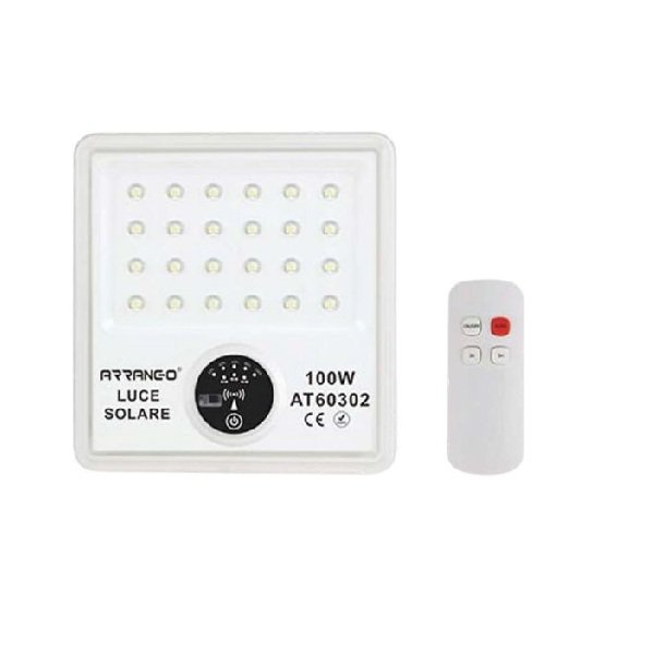 Arrango Στεγανός Ηλιακός Προβολέας LED 100W IP65 με Τηλεχειριστήριο AT60302