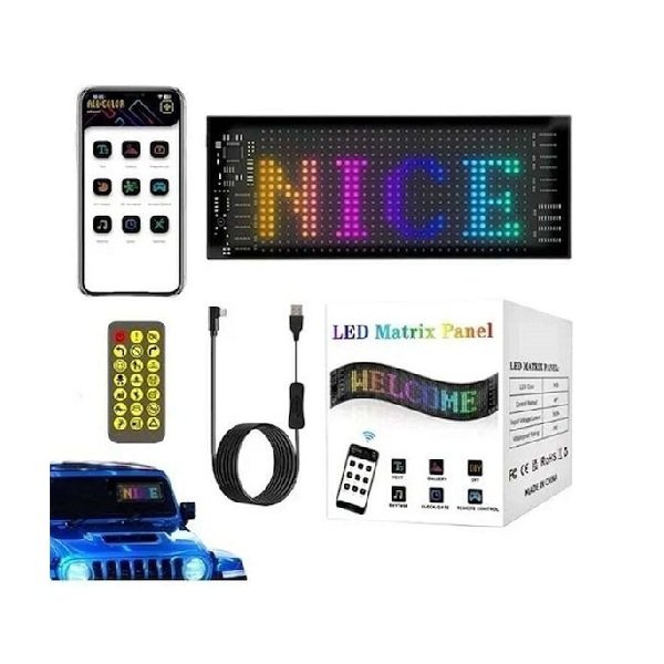 Εύκαμπτη Led Οθόνη Πάνελ Αυτοκινήτου Προσαρμοσμένου Κειμένου Κινούμενης Εικόνας 16×32 Pixel 5v 70x173mm Bluetooth Τηλεχειρισμό Jn-2853-106 Rgb